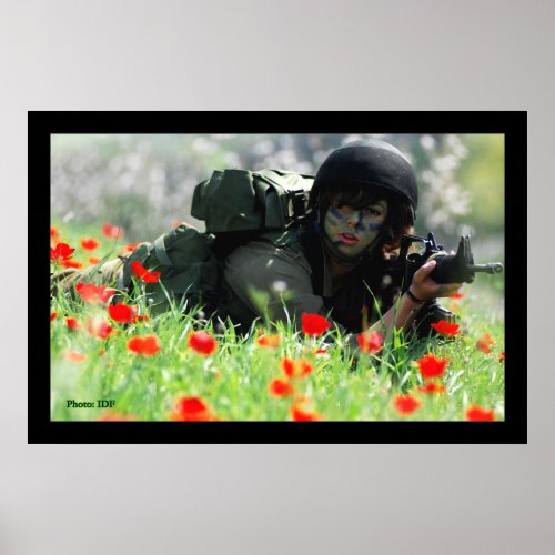 Female IDF In Camouflage Poster