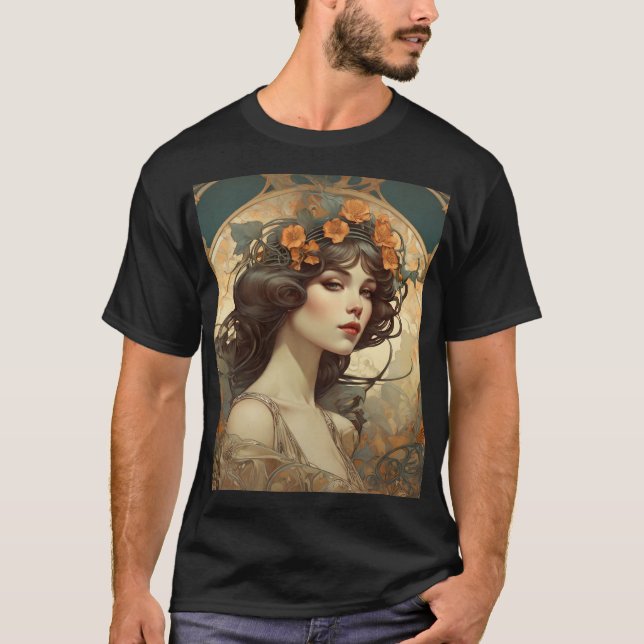 Female illustration with Art Nouveau T-Shirt (Front)