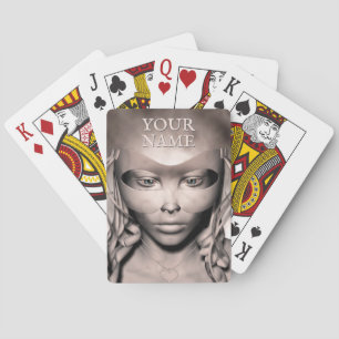 Female in masquerade mask poker cards