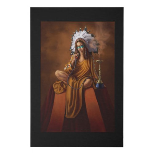 Female Indian Shaman with Headdress Faux Canvas Print