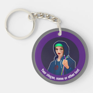 Female IT Engineers Software Networks - your text Keychain