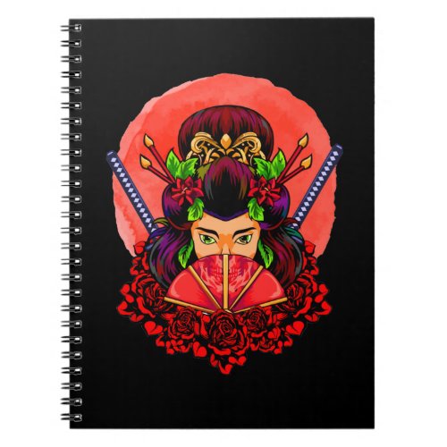 Female Japanese Samurai Geisha Sword Martial Arts Notebook