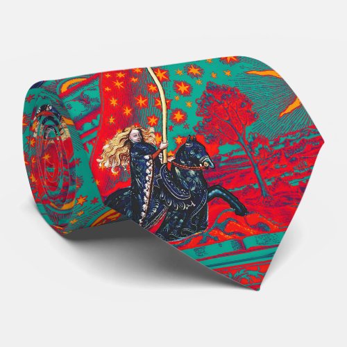 FEMALE KNIGHT OF STARS HORSEBACK FLAMMARION Red  Neck Tie