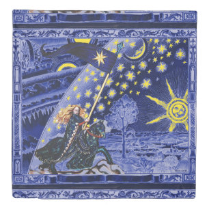 FEMALE KNIGHT OF STARS HORSEBACK IN FLAMMARION DUVET COVER