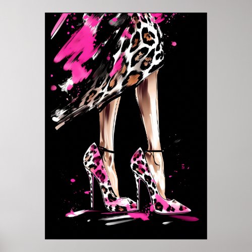 female legs in leopard shoes poster