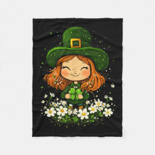 Female Leprechaun Shamrock Girls St Patricks Day L Fleece Blanket