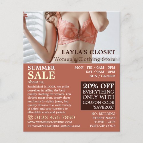 Female Lingerie Womens Clothing Store Advert Flyer