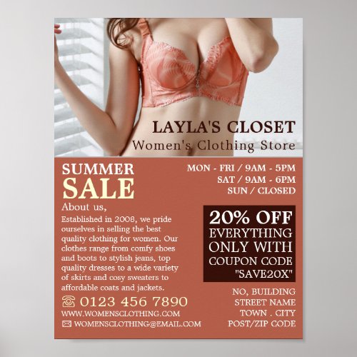 Female Lingerie Womens Clothing Store Advert Poster