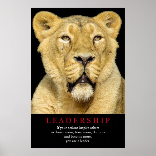 Female Lion Motivational Leadership Poster