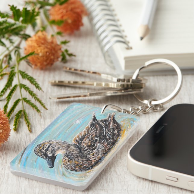 Female Mallard Duck Painting Keychain (Front Right)