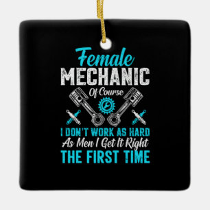 Female Mechanic Ceramic Ornament