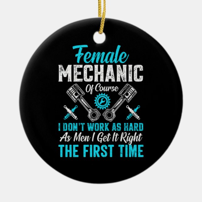 Female Mechanic Ceramic Ornament (Front)