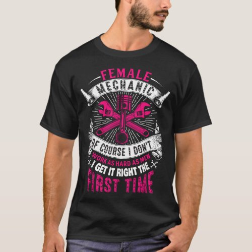 Female Mechanic Girl Car Repair Funny T_Shirt