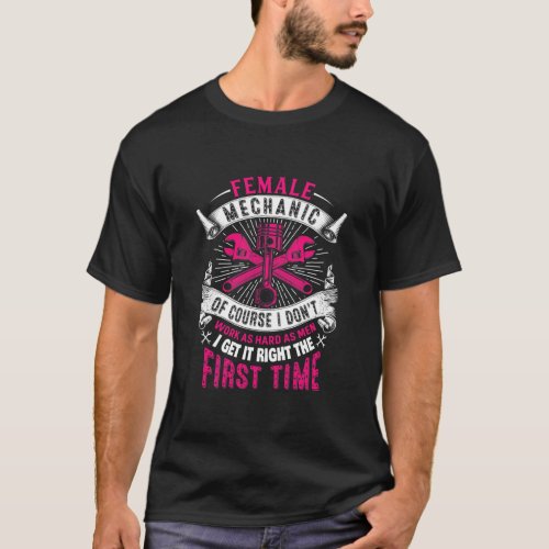 Female Mechanic Girl Car Repair Funny T_Shirt