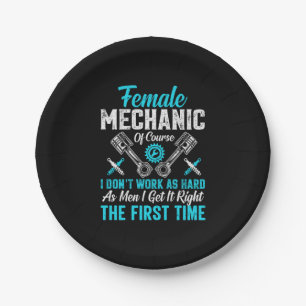 Female Mechanic Paper Plates