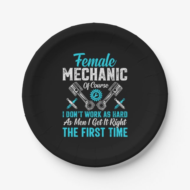 Female Mechanic Paper Plates (Front)