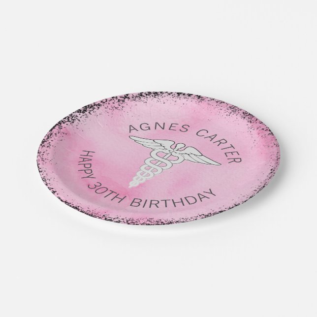 Female Medical Professionals Personalized Party Paper Plates (Angled)