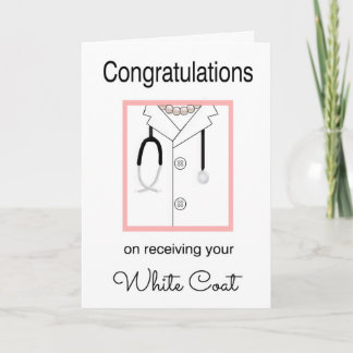 Female Medical White Coat Congratulations Card