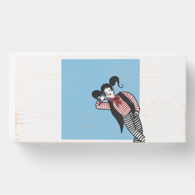 Female Mime Graphic Wooden Box Sign (Front Horizontal)