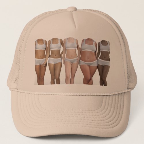 Female Model Diversity Fitness Group Standing Trucker Hat