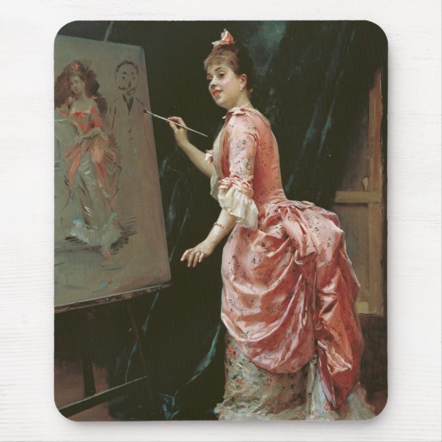 Female Model Making Mischief (Raimundo de Madrazo) Mouse Pad (Front)