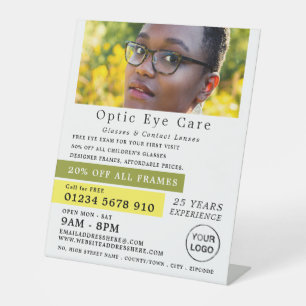 Female Model, Optician, Technical Practitioner Pedestal Sign
