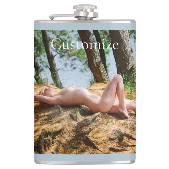 Female Model Sunbathing Thunder_Cove  Flask (Front)