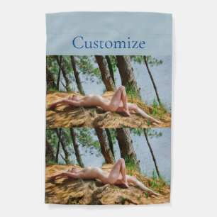 Female Model Sunbathing Thunder_Cove Garden Flag