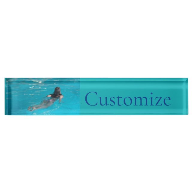 Female Model Swimming Thunder_Cove Desk Name Plate (Front)