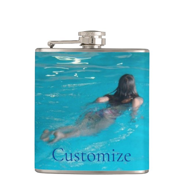 Female Model Swimming Thunder_Cove Flask (Front)