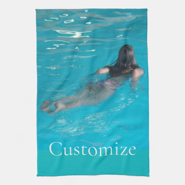 Female Model Swimming Thunder_Cove Kitchen Towel (Vertical)
