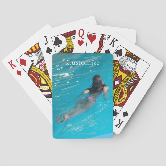 Female Model Swimming Thunder_Cove Poker Cards (Back)