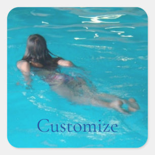 Female Model Swimming Thunder_Cove Square Sticker