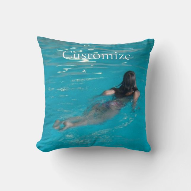 Female Model Swimming Thunder_Cove Throw Pillow (Front)