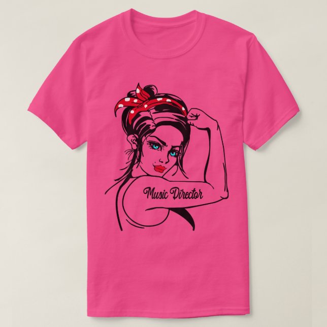 Female Music Director Rosie The Riveter Pin Up Gir T-Shirt (Design Front)