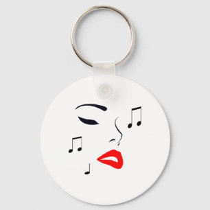 Female Music Face Keychain
