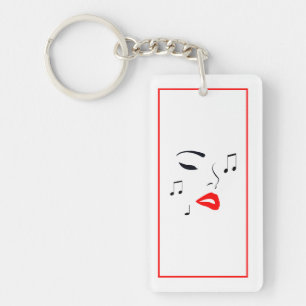 Female Music Face Keychain