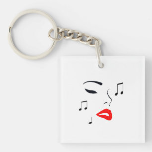 Female Music Face Keychain