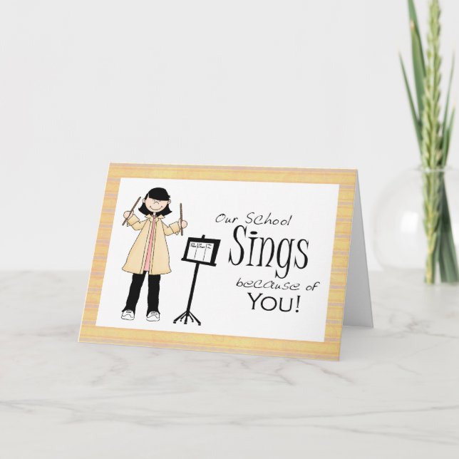 Female Music Teacher Appreciation Thank You Card (Front)