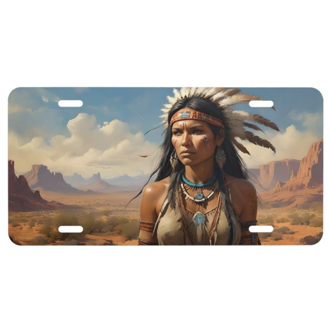 FEMALE NATIVE AMERICAN INDIAN LICENSE PLATE (Front)