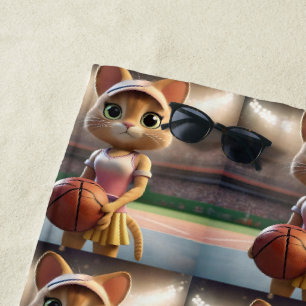 Female Netball Cat, Beach Towel