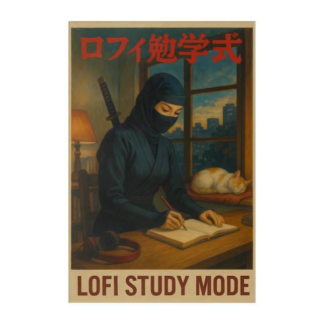 Female Ninja Lofi Study Mode Acrylic Print (Front)