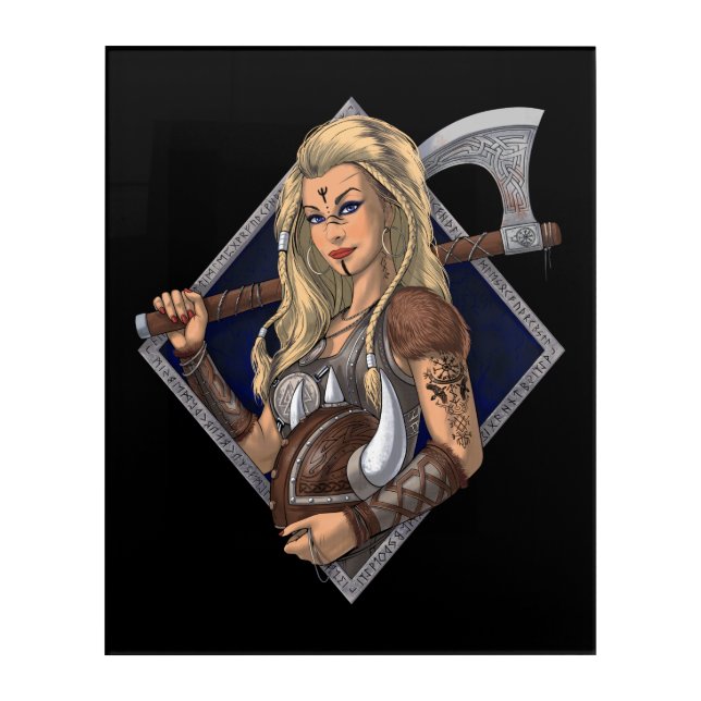 Female Norse Viking Warrior Acrylic Print (Front)