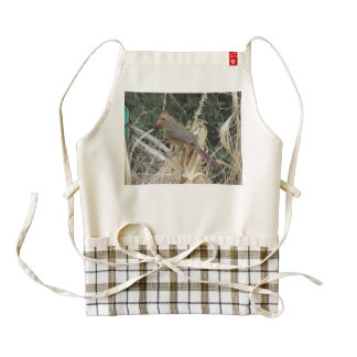 Female Northern Cardinal on Corn Tassel Zazzle HEART Apron