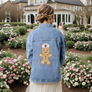 Female Nurse Day Mom Appreciation Red Cross Cookie Denim Jacket