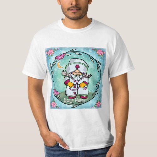 Female Nurse Gnome custom name T_Shirt 