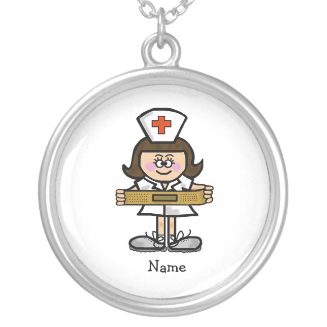 Female Nurse Necklace  Customize It with Name (Front)