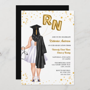 Female Nursing School Graduation Party Invitation