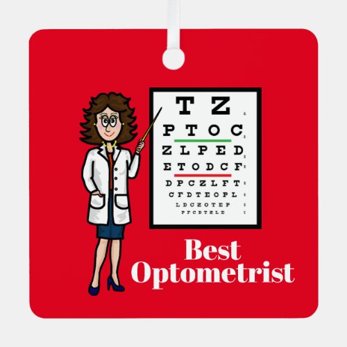 Female Optometrist and Eye Chart Ornament