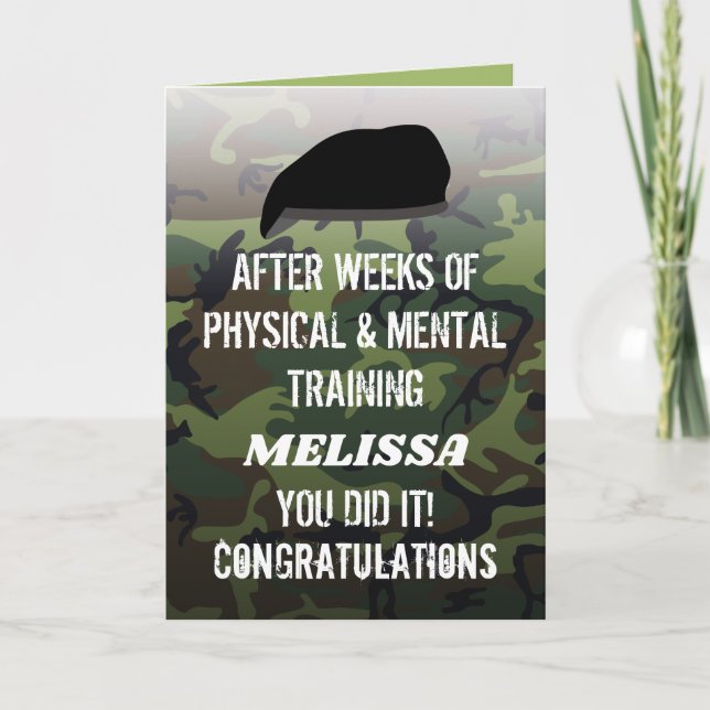 Female Or Male Custom Camo Passing Out Parade Card (Front)